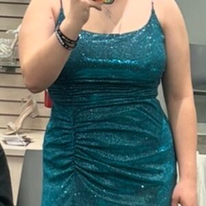 Turquoise Sparkly Prom Dress